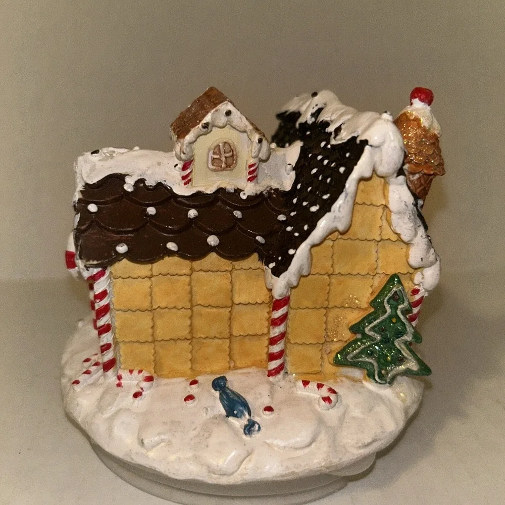 Candle-lite Gingerbread House Jar Topper Lid Christmas Holiday Rare Ceramic